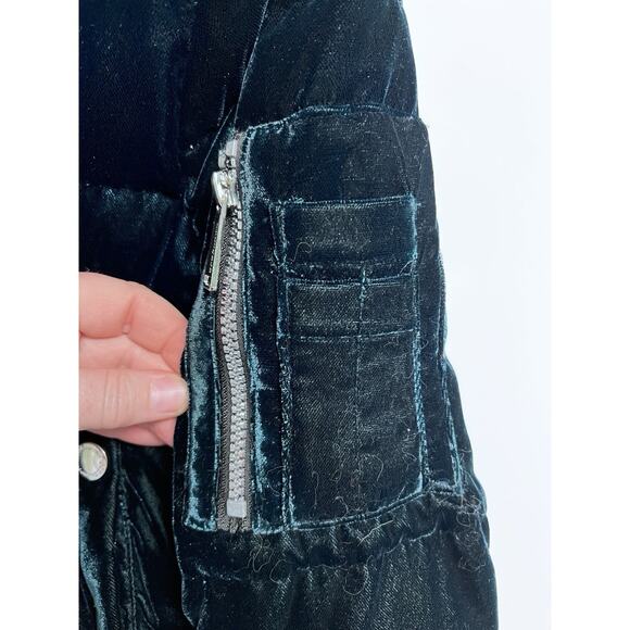 BCBGeneration Women Winter Down Velvet Puffer Coat Outerwear Emerald Green Small - Picture 6 of 16